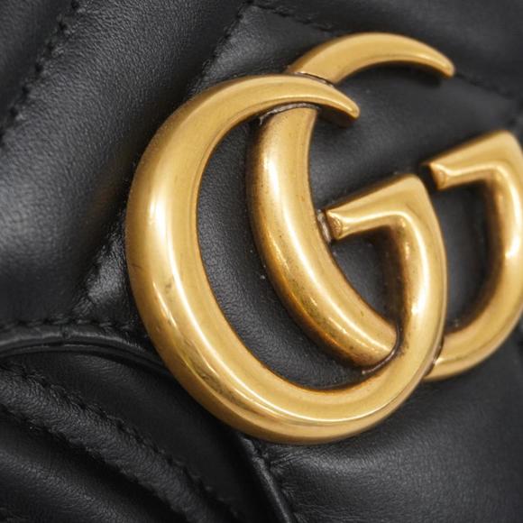 Gucci Shoulder Bag GG Marmont 443497 Leather Black Women's - Picture 9 of 13